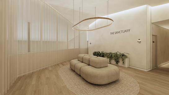 CGI preview of the future Mind-Body Collection arrival area at Club Coops